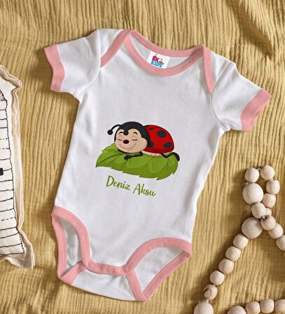 BK Kids Kişiye Özel Pembe Bebek Body Zıbın - Model 177