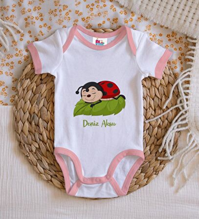 BK Kids Kişiye Özel Pembe Bebek Body Zıbın - Model 177