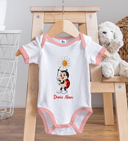 BK Kids Kişiye Özel Pembe Bebek Body Zıbın - Model 178