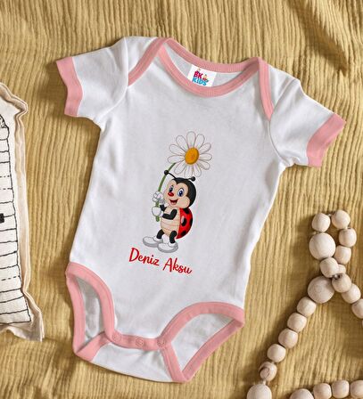 BK Kids Kişiye Özel Pembe Bebek Body Zıbın - Model 178