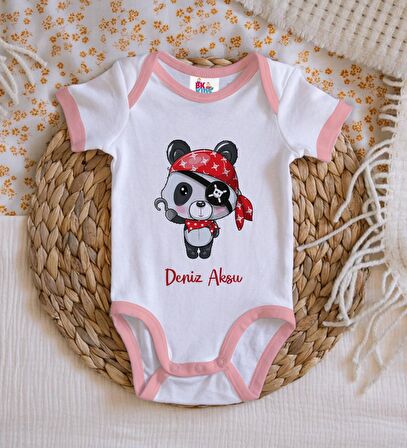 BK Kids Kişiye Özel Pembe Bebek Body Zıbın - Model 179