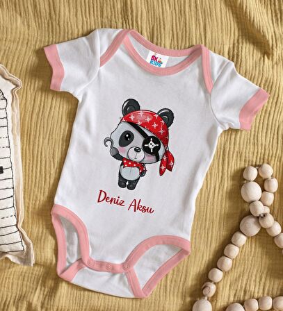BK Kids Kişiye Özel Pembe Bebek Body Zıbın - Model 179