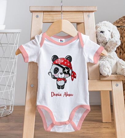 BK Kids Kişiye Özel Pembe Bebek Body Zıbın - Model 179