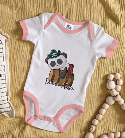 BK Kids Kişiye Özel Pembe Bebek Body Zıbın - Model 182