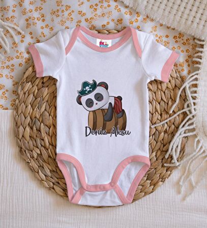 BK Kids Kişiye Özel Pembe Bebek Body Zıbın - Model 182