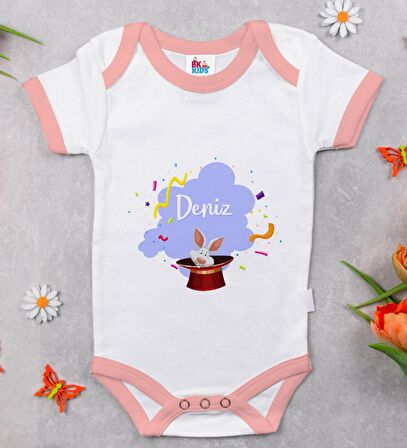 BK Kids Kişiye Özel Pembe Bebek Body Zıbın - Model 183