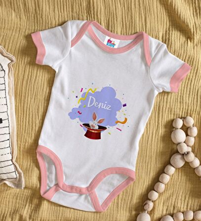 BK Kids Kişiye Özel Pembe Bebek Body Zıbın - Model 183