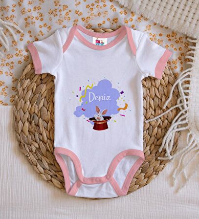 BK Kids Kişiye Özel Pembe Bebek Body Zıbın - Model 183