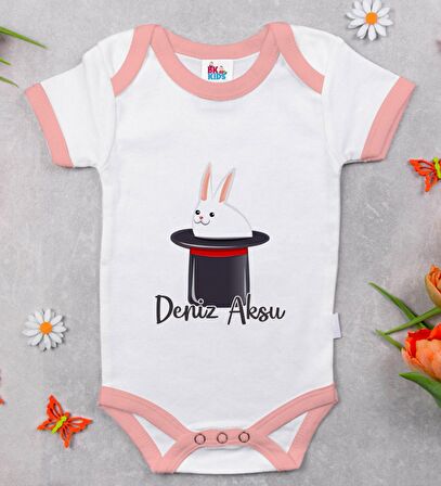 BK Kids Kişiye Özel Pembe Bebek Body Zıbın - Model 184