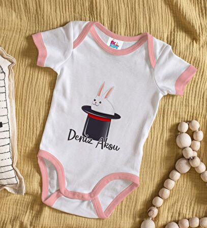 BK Kids Kişiye Özel Pembe Bebek Body Zıbın - Model 184