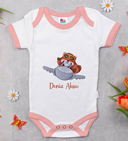 BK Kids Kişiye Özel Pembe Bebek Body Zıbın - Model 185