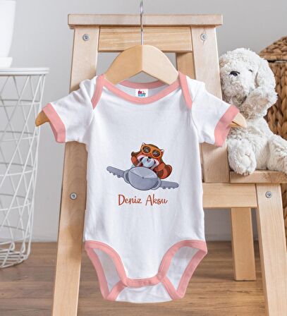 BK Kids Kişiye Özel Pembe Bebek Body Zıbın - Model 185