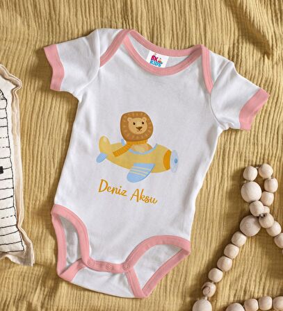 BK Kids Kişiye Özel Pembe Bebek Body Zıbın - Model 188