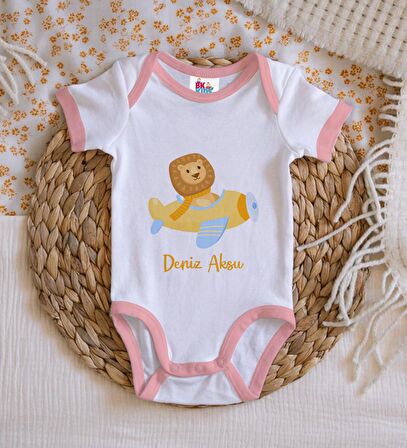 BK Kids Kişiye Özel Pembe Bebek Body Zıbın - Model 188