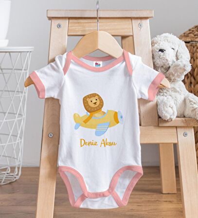 BK Kids Kişiye Özel Pembe Bebek Body Zıbın - Model 188