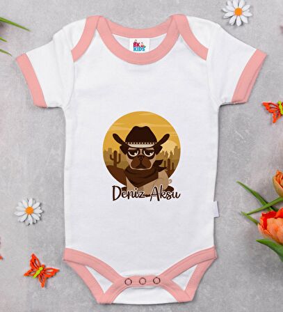 BK Kids Kişiye Özel Pembe Bebek Body Zıbın - Model 189