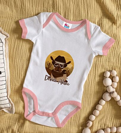 BK Kids Kişiye Özel Pembe Bebek Body Zıbın - Model 189