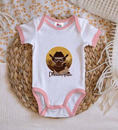 BK Kids Kişiye Özel Pembe Bebek Body Zıbın - Model 189