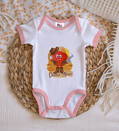 BK Kids Kişiye Özel Pembe Bebek Body Zıbın - Model 190