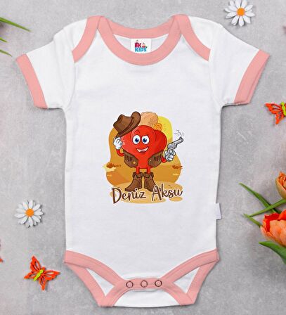 BK Kids Kişiye Özel Pembe Bebek Body Zıbın - Model 190