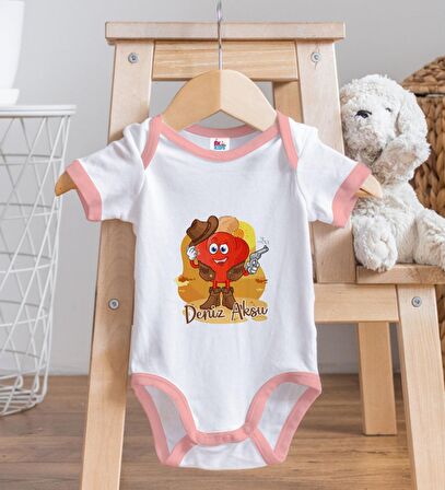 BK Kids Kişiye Özel Pembe Bebek Body Zıbın - Model 190
