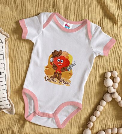 BK Kids Kişiye Özel Pembe Bebek Body Zıbın - Model 190