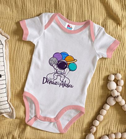 BK Kids Kişiye Özel Pembe Bebek Body Zıbın - Model 192