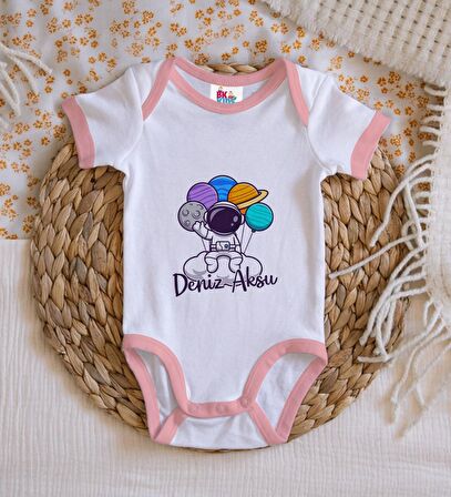 BK Kids Kişiye Özel Pembe Bebek Body Zıbın - Model 192