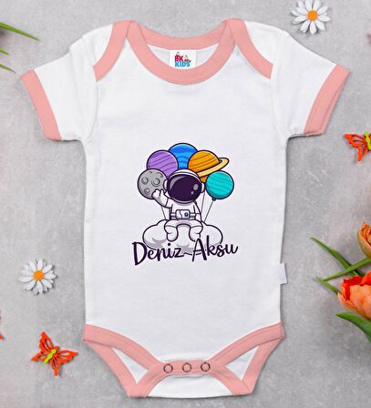 BK Kids Kişiye Özel Pembe Bebek Body Zıbın - Model 192