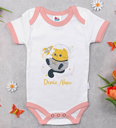 BK Kids Kişiye Özel Pembe Bebek Body Zıbın - Model 194
