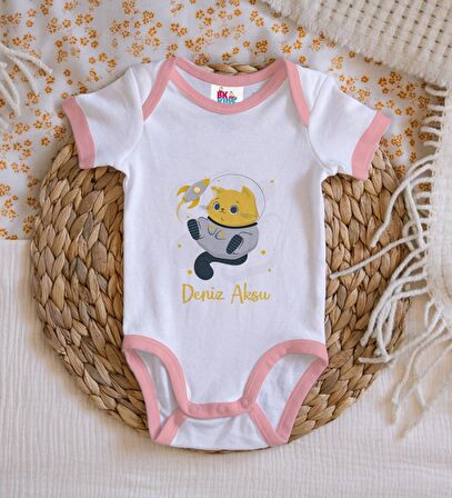 BK Kids Kişiye Özel Pembe Bebek Body Zıbın - Model 194