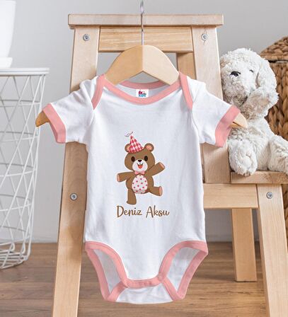 BK Kids Kişiye Özel Pembe Bebek Body Zıbın - Model 197