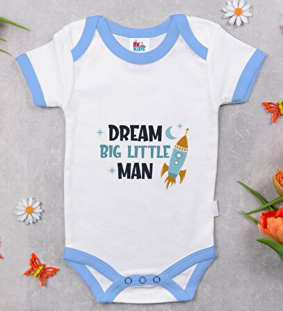 BK Kids Little Man Tasarımlı Mavi Bebek Body Zıbın-1