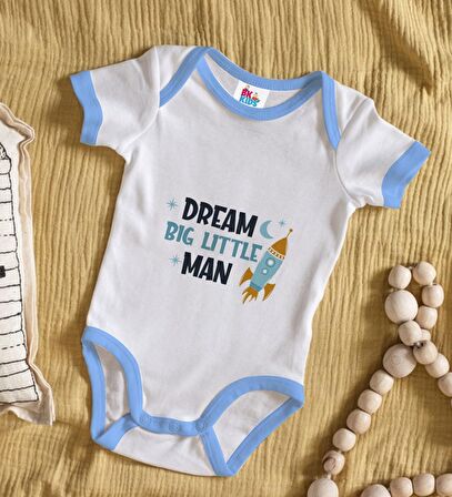 BK Kids Little Man Tasarımlı Mavi Bebek Body Zıbın-1