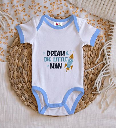 BK Kids Little Man Tasarımlı Mavi Bebek Body Zıbın-1