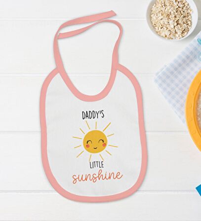 BK Kids Little Sunshine Tasarımlı Pembe Bebek Body Zıbın ve Mama Önlüğü Hediye Seti-1