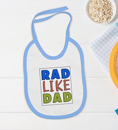 BK Kids Rad Like Dad Tasarımlı Mavi Bebek Body Zıbın ve Mama Önlüğü Hediye Seti-1