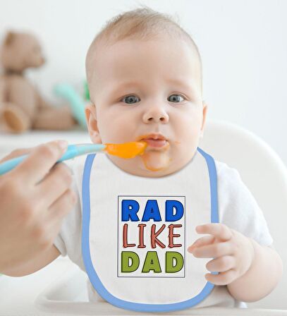 BK Kids Rad Like Dad Tasarımlı Mavi Bebek Body Zıbın ve Mama Önlüğü Hediye Seti-1