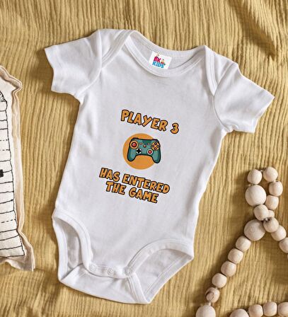 BK Kids Player 3 Tasarımlı Beyaz Bebek Body Zıbın-1