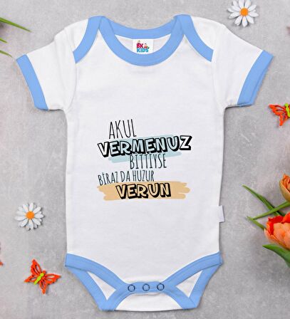 BK Kids Akul Vermenuz Bittiyse Tasarımlı Mavi Bebek Body Zıbın-1