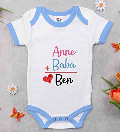 BK Kids Anne Baba Tasarımlı Mavi Bebek Body Zıbın-1