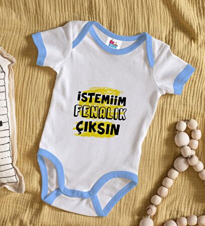 BK Kids İstemiim Fenalık Çıksın Tasarımlı Mavi Bebek Body Zıbın-1