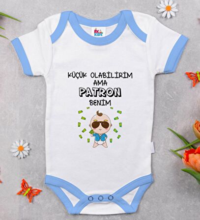 BK Kids Patron Benim Tasarımlı Mavi Bebek Body Zıbın-1