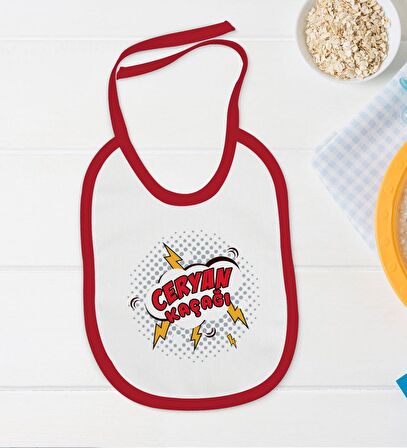 BK Kids Ceryan Kaçağı Tasarımlı Kırmızı Bebek Body Zıbın ve Mama Önlüğü Hediye Seti-2