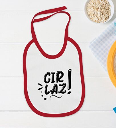 BK Kids Cırlaz Tasarımlı Kırmızı Bebek Body Zıbın ve Mama Önlüğü Hediye Seti-2