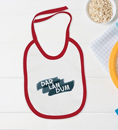 BK Kids Darlandum Tasarımlı Kırmızı Bebek Body Zıbın ve Mama Önlüğü Hediye Seti-1