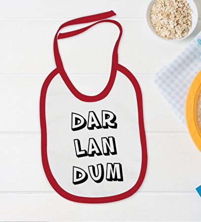 BK Kids Darlandum Tasarımlı Kırmızı Bebek Body Zıbın ve Mama Önlüğü Hediye Seti-2