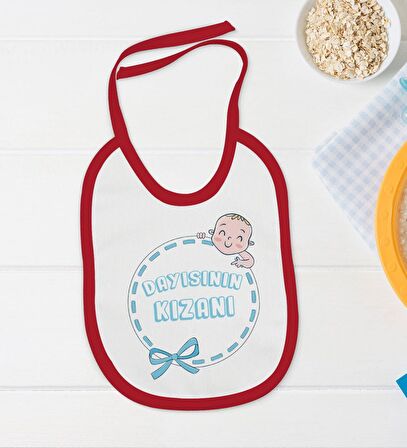 BK Kids Dayısının Kızanı Tasarımlı Kırmızı Bebek Body Zıbın ve Mama Önlüğü Hediye Seti-1