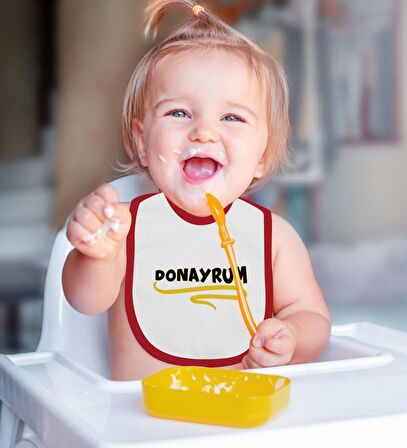 BK Kids Donayrum Tasarımlı Kırmızı Bebek Body Zıbın ve Mama Önlüğü Hediye Seti-1