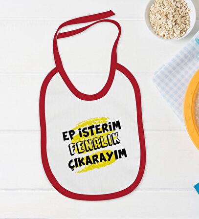 BK Kids Ep İsterim Tasarımlı Kırmızı Bebek Body Zıbın ve Mama Önlüğü Hediye Seti-6